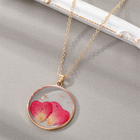 Collier tendance pour femme en gros, pendentif fleur pressée, breloque florale séchée, chaîne à maillons en acier inoxydable, perle classique, cadeau