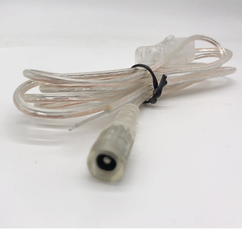 Прозрачный кабель постоянного тока 5521*5,5 мм, 2 м, 2,1, двухжильный провод постоянного тока с прозрачным кабелем с кнопкой 304