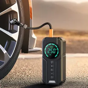 新款便携式12v黑色汽车打火机充电电源组智能停止发光二极管显示汽车气泵轮胎充气机