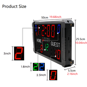 Yizhi Multisports Trong Nhà Sử Dụng 14 Chữ Số Kỹ Thuật Số Ghi Điểm Hiển Thị Xách Tay <span class=keywords><strong>LED</strong></span> Điện Tử Bóng Rổ Bảng Điểm Với 24S Shot Đồng Hồ - Product Image 3