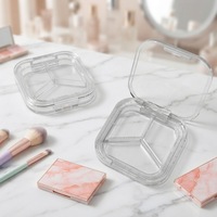 Conteneur d'emballage cosmétique en plastique transparent personnalisé, palette vide 3 couleurs pour fard à joues, fard à paupières, poudre