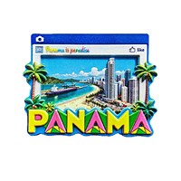 L'âme poétique d'une personne chinoise, aimant de réfrigérateur 3D avec lettrage coloré, motif Panama, fenêtre, ville, plage, autocollant magnétique