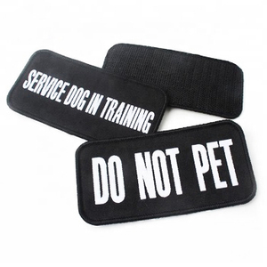 フックアンドループ粘着バッジ工場カスタムサービス犬の名前ロゴペット服の織りパッチ - Product Image 1