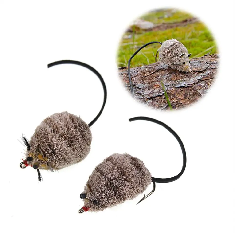 Mouse Deerhair Bass Bug für Large mouth und Pike Fly Fishing Mouse Top water Lures Poppers Künstlicher Ratten fisch köder Größe