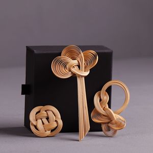 Bamboo Woven Corsages Handmade Floral Fashion Accessories Natural Material Gift For Ethnic Style Jewelry - Product Image 5
