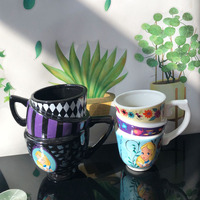 Tasse à café en céramique empilable à trois couches, motif dessin animé, design personnalisé, réutilisable et portable, cadeau d'affaires