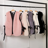 Gilet court amincissant sans manches en fausse fourrure, direct fabricant, Luxe Essentiels, sans cruauté, chaud, hiver, tendance, vintage, pour femme