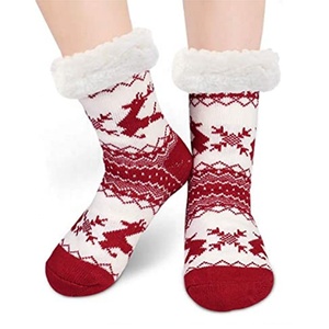 Chaussettes longues en polaire sherpa pour femmes, filles, Noël, tricotées, chaudes, d'hiver, pour l'intérieur, avec antidérapants - Product Image 1