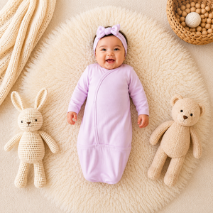 Combinaison de sommeil pour bébé nouveau-né de haute qualité, 100% coton biologique, boutonnée, anti-gigotement, OEM, fabriquée en usine au Vietnam - Product Image 1