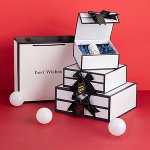 Commercio all'ingrosso Custom Classic in Bianco E Nero di Seta Tocco Opaca Migliore Love Top E Base di Cartone Scatole Regalo Con Fiocco Nastro - Product Image 5