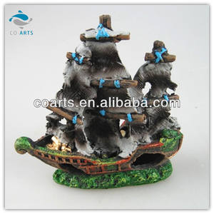 เรือแล่นเรือใบทำจากเรซิ่นสำหรับตู้ปลา CA7344สำหรับตกแต่ง - Product Image 1