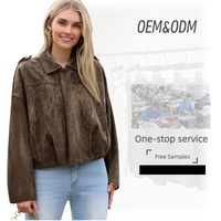 Fabricant de vêtements Trench-Coat en cuir suédé marron vintage pour femmes Veste longue à col à revers avec poches plaquées