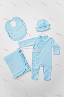 Broderie personnalisée nouveau-né bébé fille Footie Set solide rose coton Picot garniture vêtements pour bébés bavoir chapeau couverture Burp tissu Outfit2025