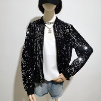 Manteau de veste brodé à paillettes pour femmes Performance Hip Hop à la mode personnalisée pour spectacle de danse