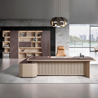 Ordinateur portable Table de bureau organisateur principal incurvé de luxe panneau exécutif bureau avec étagère