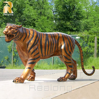 Décor de paysage extérieur Sculptures d'animaux en métal Statue de tigre en bronze sauvage à vendre