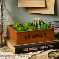 Boîte de rangement en bois de style rétro pastoral japonais-coréen, artisanat de campagne, petite boîte de rangement de bureau, pot de fleurs pour plantes succulentes