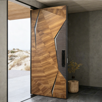 Porte d'entrée intelligente moderne de style américain en aluminium de haute qualité, porte blindée en acier pour la sécurité de la maison, porte pivotante pour maison
