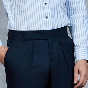 Pantalons sur mesure avec ajusteurs latéraux et pli unique, sans boutons, pour <span class=keywords><strong>homme</strong></span>, pantalons sur mesure pour <span class=keywords><strong>homme</strong></span> 100% laine, <span class=keywords><strong>style</strong></span> napolitain - Product Image 4