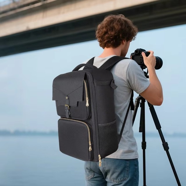 Custom Vintage Luxury Camera Backpack Large Capacity DSLR/Mirrorless Camera/Drone Dual-Use Professional Portable