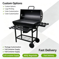 Barbecue au charbon de bois facile à nettoyer, grande surface de cuisson, barbecue d'extérieur sur roues