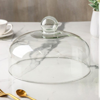 Plateau de service à dessert moderne et écologique avec couvercle en verre transparent - Base en bois durable - Dôme à fromage - Plat à beurre de luxe - Personnalisé