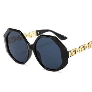 Lunettes de soleil rondes surdimensionnées vintage tendance avec logo personnalisé, protection UV400, monture métallique polygonale pour femmes - Product Image 5