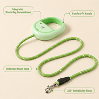 Nouvelle laisse pour chat et chien en ABS souple, avec distributeur de sacs à déjections prêt à l'emploi, anti-traction, simple et tendance, pour chiens de petite et moyenne taille