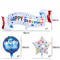 Nouvel ensemble de ballons en aluminium bleus pour Noël et anniversaire, 5 pièces, avec bannière, pour fête de fin d'année des enfants, décoration d'ambiance recyclable