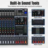 Console de mixage audio professionnelle EX-1200 12 canaux, 99 effets DSP, égaliseur 7 bandes, USB, Bluetooth pour studio, scène, DJ live