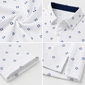 Polo de Golf Geométrico Blanco Premium Personalizado para Hombre, Ropa de Resort de Marca Privada con Tecnología de Absorción de Humedad, OEM - Product Image 3