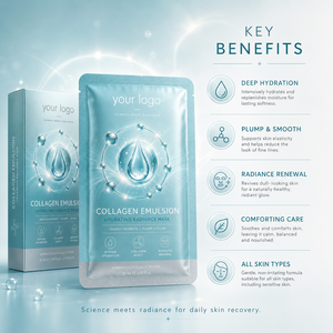 Mascarilla Facial de Colágeno Emulsionado de Marca Privada, Hidratante, Iluminadora, Suavizante, Reduce Arrugas y Calma el Enrojecimiento - Product Image 4