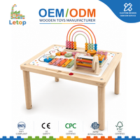 Table d'activités en bois pour enfants 6-en-1 avec labyrinthe de perles, xylophone et hauteur réglable