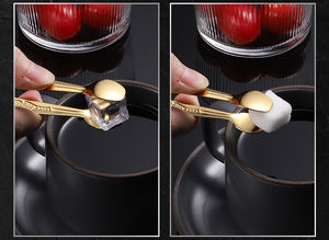 Pince à glace vintage en acier inoxydable Syh1213 pour cuisine, outils de bar au design artisanal avec clip de service en métal floral pour aliments – Vente en gros - Product Image 2