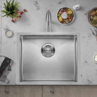 Évier de cuisine encastré en acier inoxydable 304 rose doré avec bord antidérapant intégré
