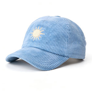 Gorra de Béisbol de Pana Azul Claro con Bordado de Sol, Ajustable con Cierre a Presión, para Uso Diario Informal - Product Image 2