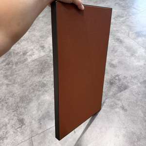 लाल भूरे रंग के मधुकंघी चमड़े का दरवाजा पैनल, अनुकूलित उच्च अंत वार्डरोब स्लाइडिंग दरवाजा, एल्यूमीनियम फ्रेम हार्डवेयर दरवाजा पैनल - Product Image 4