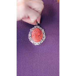 Colgante de Coral con Patrón de Números y Campanas, Chapado en Oro Rosa y Latón, Piedra Principal de Ágata, para Fiestas - Product Image 2