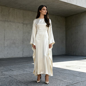 Robe Abaya en polyester uni de haute qualité, décontractée et sobre, pour femmes musulmanes, vente en gros auprès d'un fournisseur chinois - Product Image 1