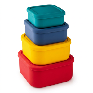 Ensemble de 4 boîtes à lunch en silicone sans BPA |   Contenants alimentaires compatibles micro-ondes et lave-vaisselle (400ml-2200ml) - Product Image 1