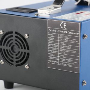 Compresor de Aire PCP Portátil de 4500 PSI, 300 Bar, 30 MPa, 110 V/12 V, Doble Potencia, Alta Presión con Bomba Refrigerada por Aire para Botellas de <span class=keywords><strong>Buceo</strong></span> - Product Image 5