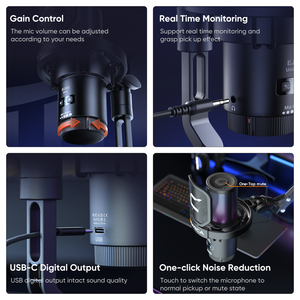 Micrófono Inalámbrico USB para Gaming <span class=keywords><strong>COMICA</strong></span> Uni Pro con Luces RGB para PC y Portátil, Micrófono de Condensador de Plástico para Escritorio con Cancelación de Ruido - Product Image 6