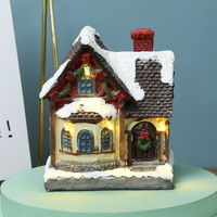 Décoration de maison miniature lumineuse durable, décorations de Noël, maison de neige en résine, cadeaux de Noël