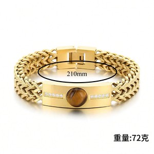 <span class=keywords><strong>Bracelet</strong></span> Hip-hop pour Hommes et Femmes, Style Rétro, Chaîne à Points Croisés, Couple, Plaqué Or, Œil de Tigre Courbé, Kevlar - Product Image 2