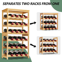 Meuble de rangement à vin autoportant en bois à 6 niveaux pour 24 bouteilles avec panneau décoratif et plateau, mobilier de maison