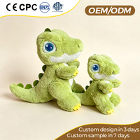 Peluche Dinosaure T-Rex Vert Personnalisable en Coton PP, Jouet en Peluche Mignon de Dessin Animé