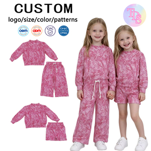 Conjunto de 2 Piezas de Ropa para Niña RTS, Sudadera con Cuello Alto y Camuflaje para la Temporada de Caza y Pantalones Anchos, Conjunto Deportivo para Hermanas - Product Image 1