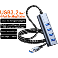 Accessoires électroniques Hub USB 3.2 7-en-1 de 1,2 m, transfert 5 Gbps, charge rapide, Plug and Play, boîtier en aluminium pour MacBook PC - Gris