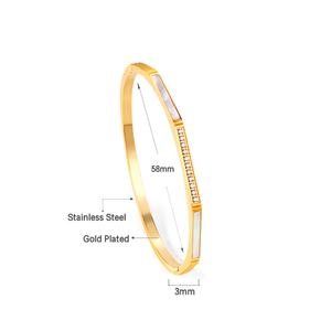 กำไลข้อมือทรงหกเหลี่ยมประดับเพชรซิคอนชุบทอง 18K สไตล์ทันสมัย ทำจากสแตนเลสสตีลสำหรับผู้หญิง - Product Image 5