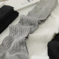 Nouvelle mode d'été noir blanc longues femmes Slouch chaussettes accepter personnalisé tissé coton mi-tube genou haute lâche Scrunch chaussettes